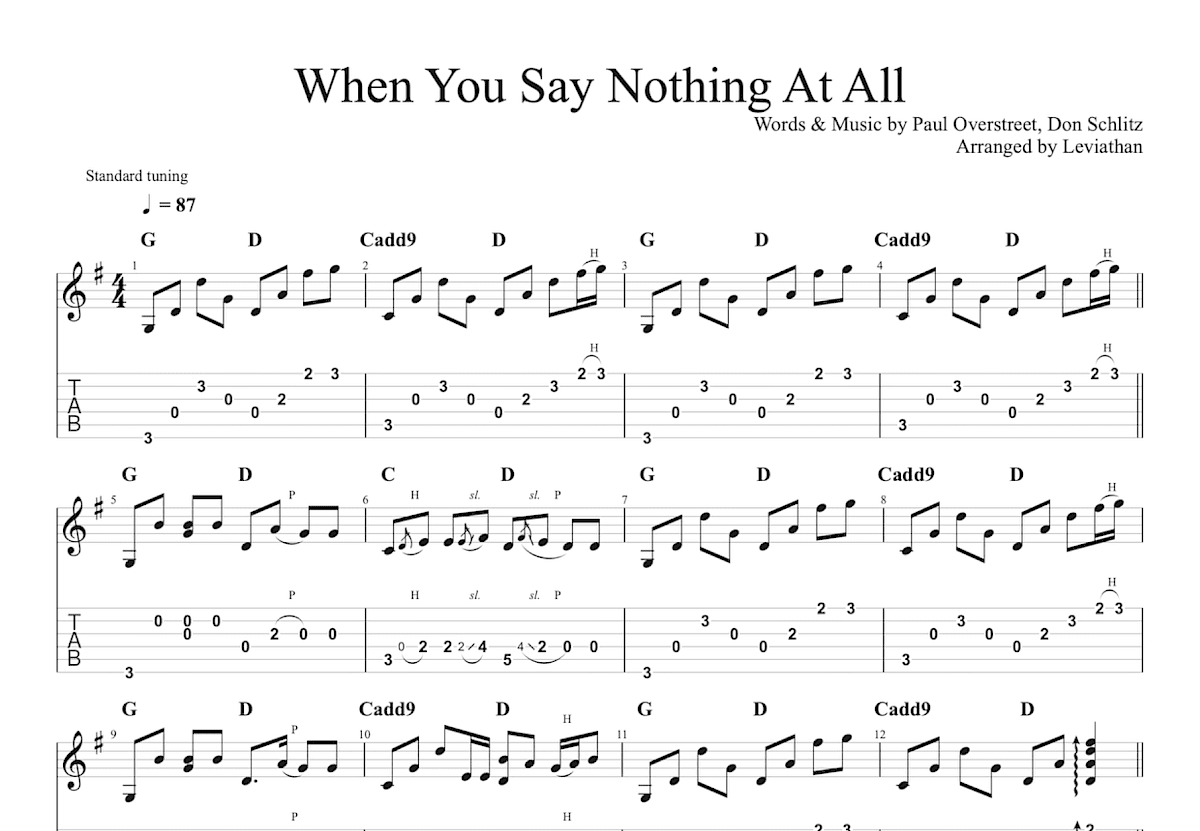 When You Say Nothing At All吉他谱_Ronan Keating_G调指弹