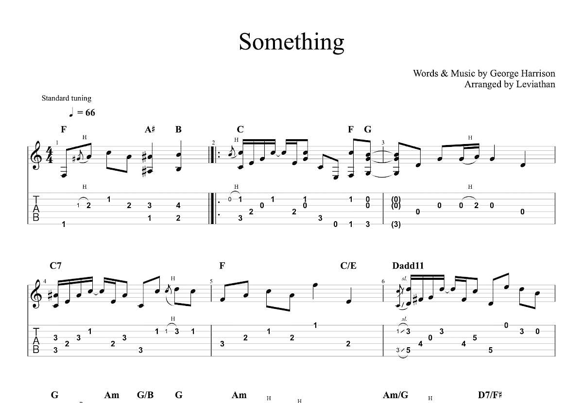 Something吉他谱_The Beatles_C调古典