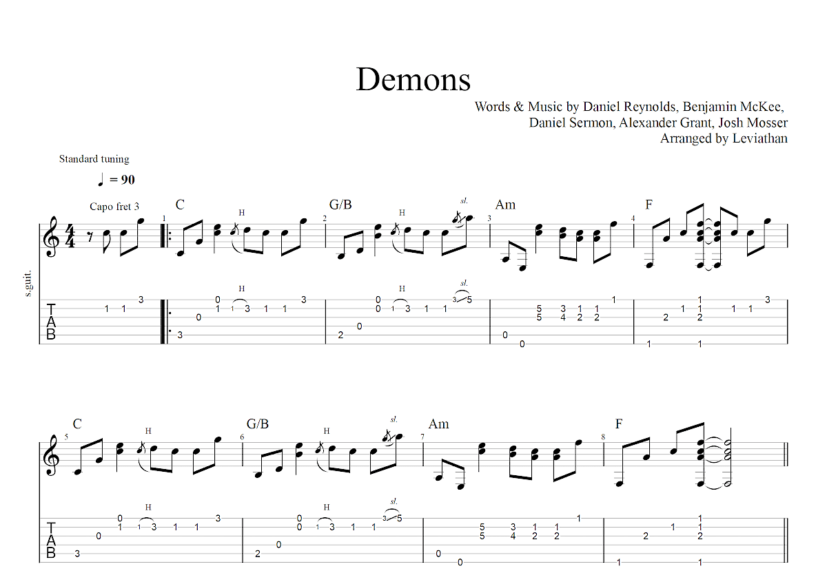 Demons吉他谱预览图