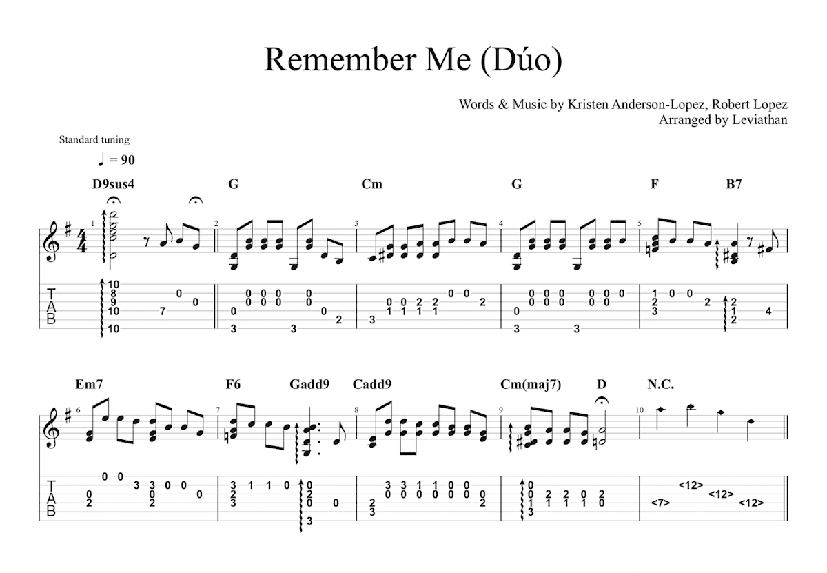 Remember Me - Dúo吉他谱_Miguel,Natalia Lafourcade_G调指弹