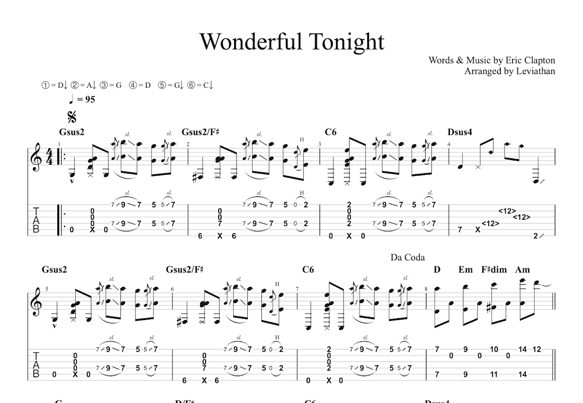 Wonderful Tonight吉他谱_Eric Clapton_G调指弹