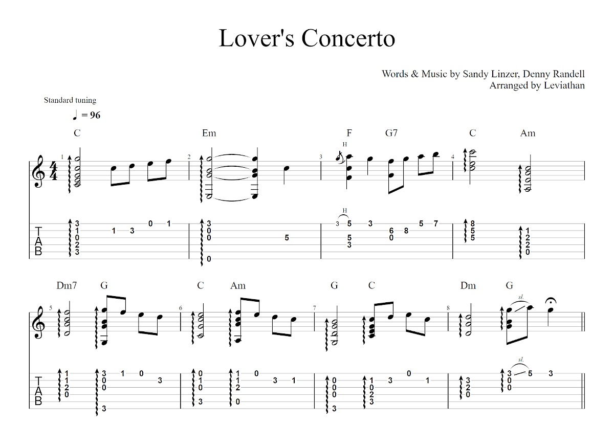 Lover's Concerto吉他谱预览图