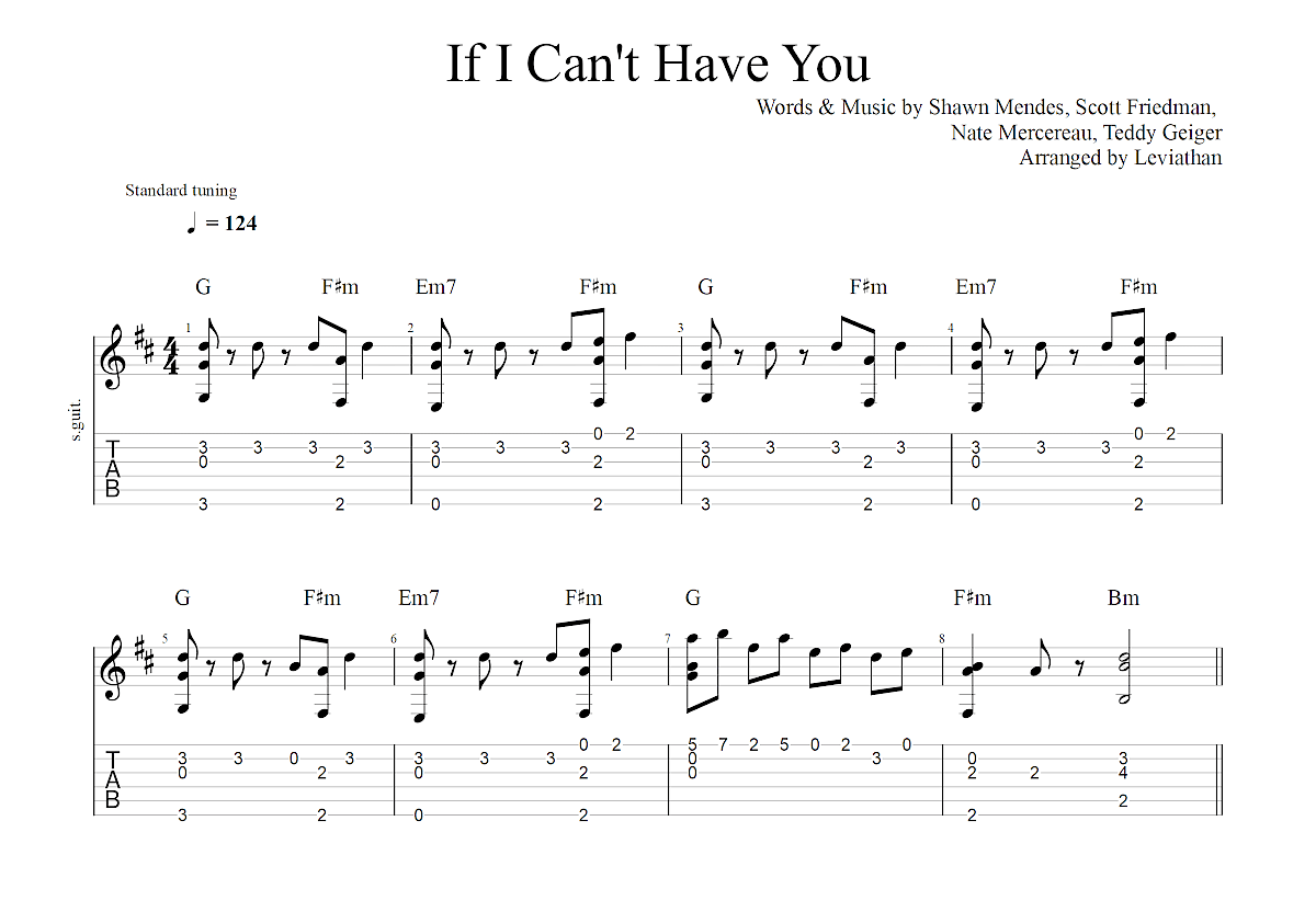If I Can't Have You吉他谱预览图
