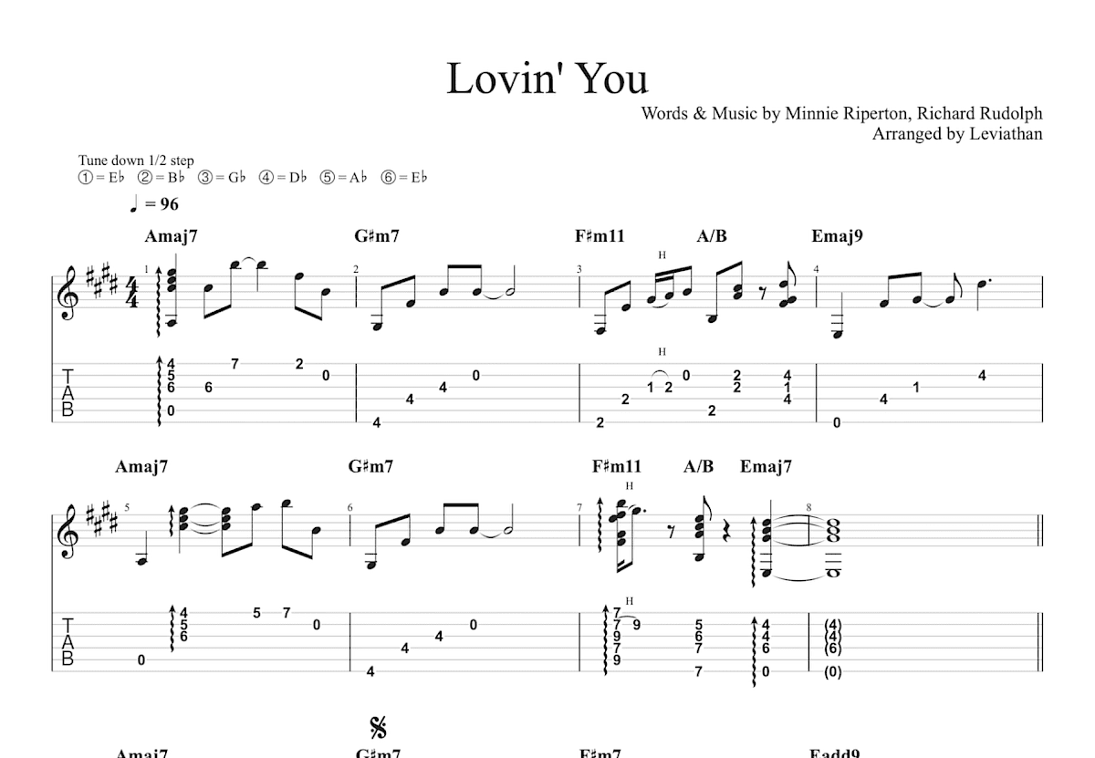 Lovin' You吉他谱预览图