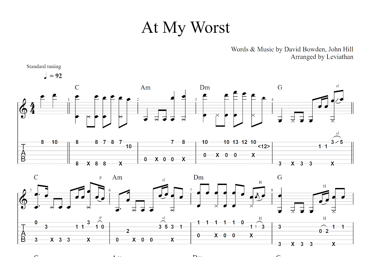 At My Worst吉他谱预览图