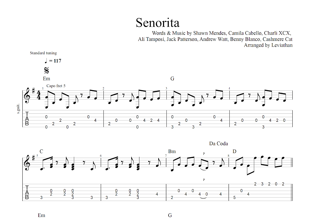 Senorita吉他谱预览图
