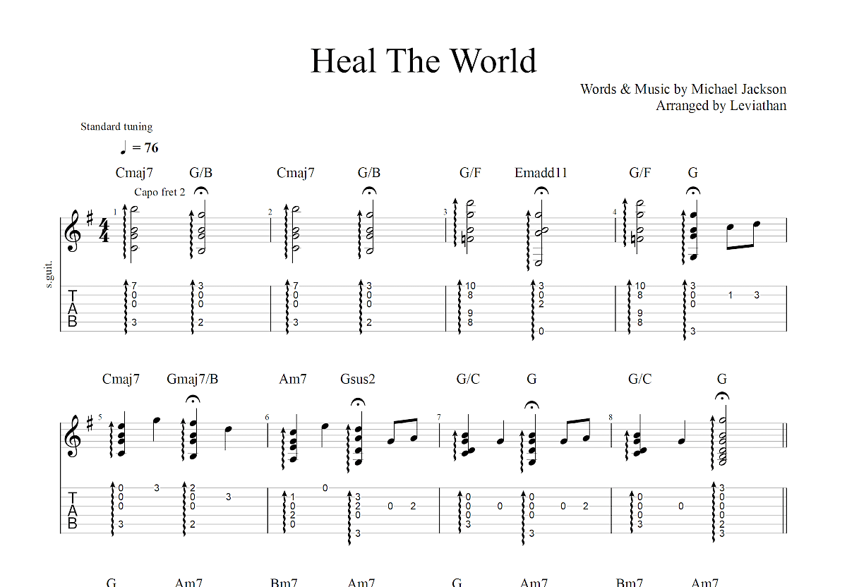 Heal The World吉他谱预览图