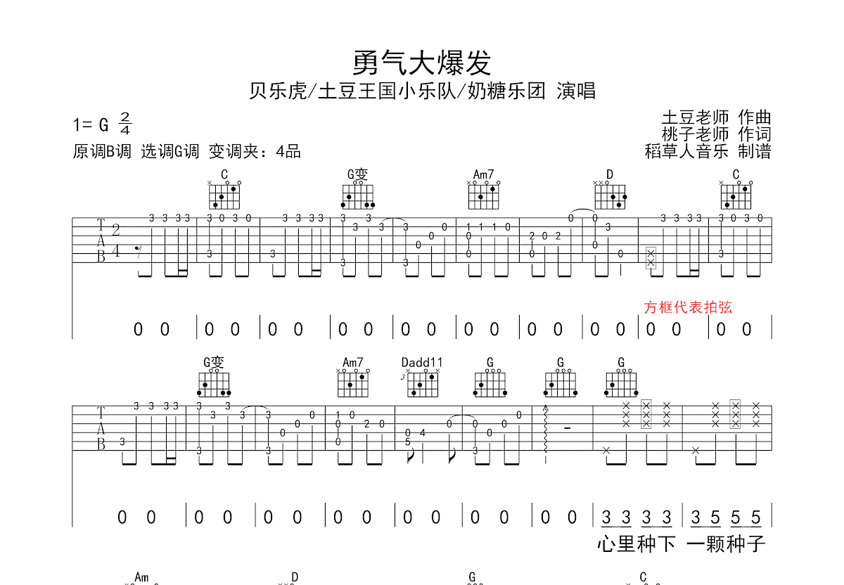 勇气大爆发吉他谱预览图