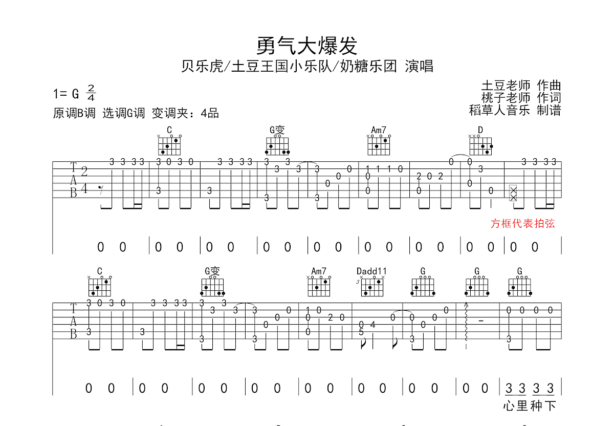 勇气大爆发吉他谱预览图