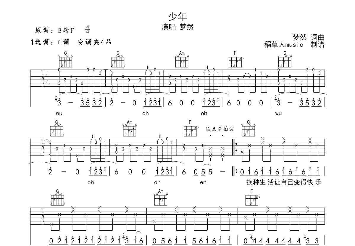 少年吉他谱预览图