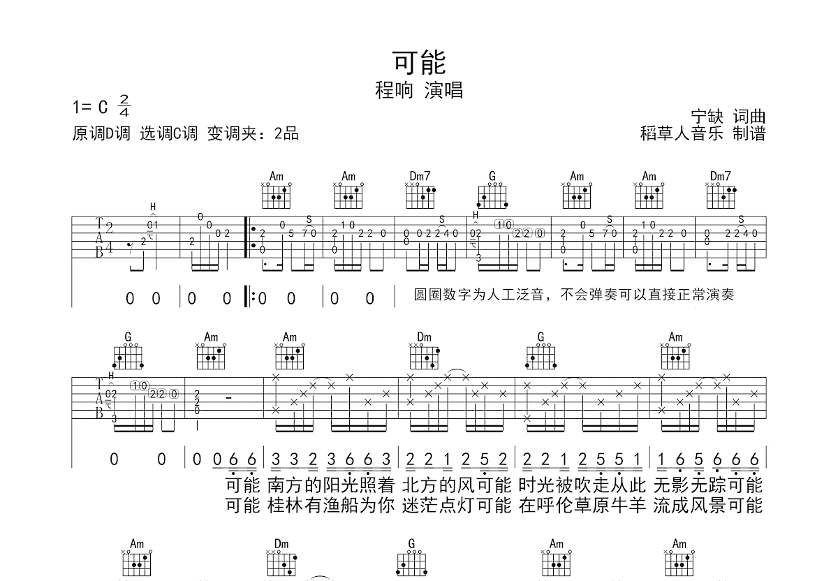 可能吉他谱预览图