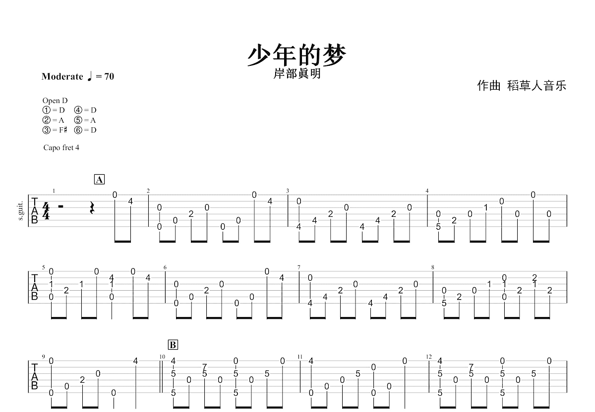 少年的梦吉他谱预览图