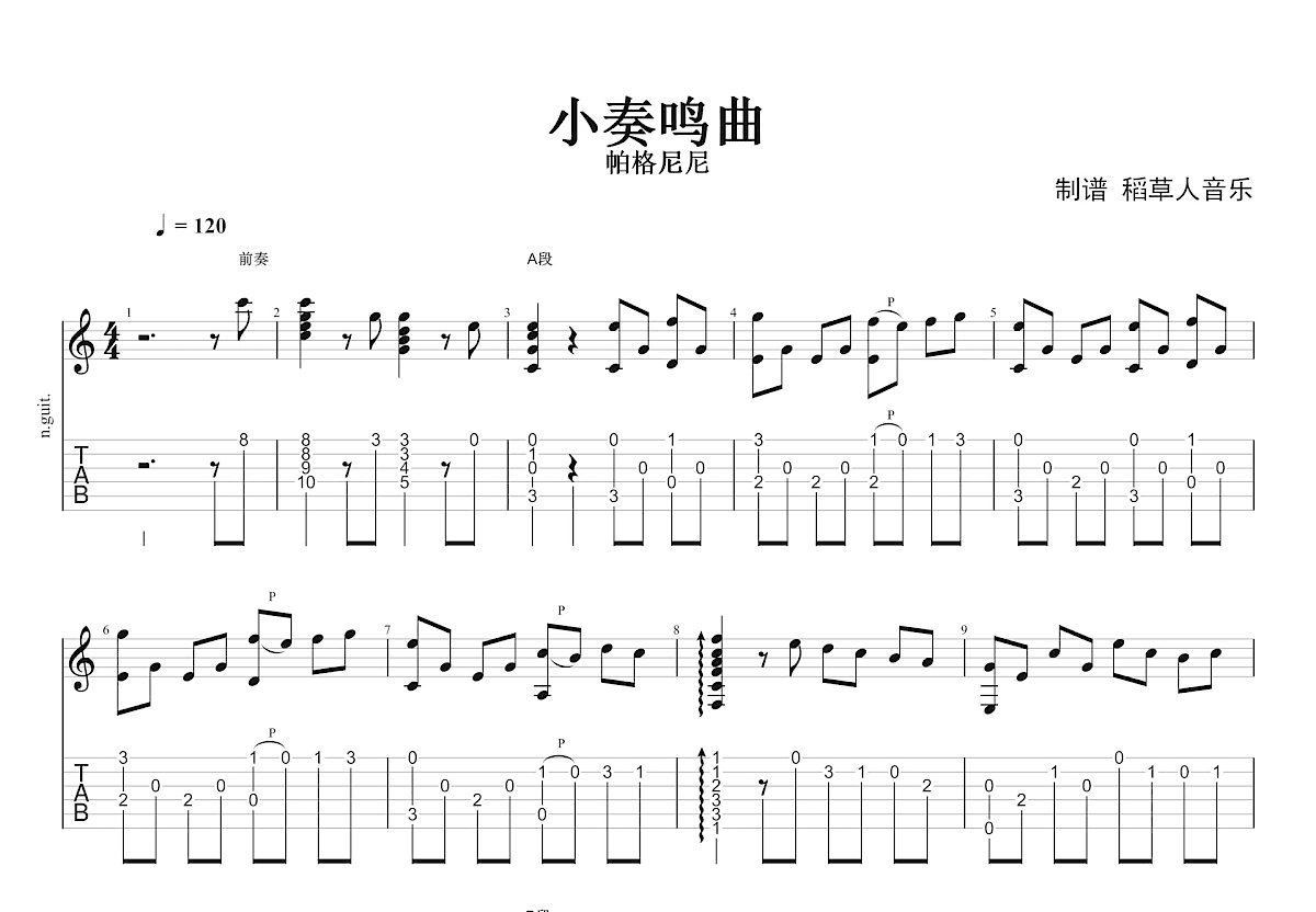 小奏鸣曲吉他谱预览图