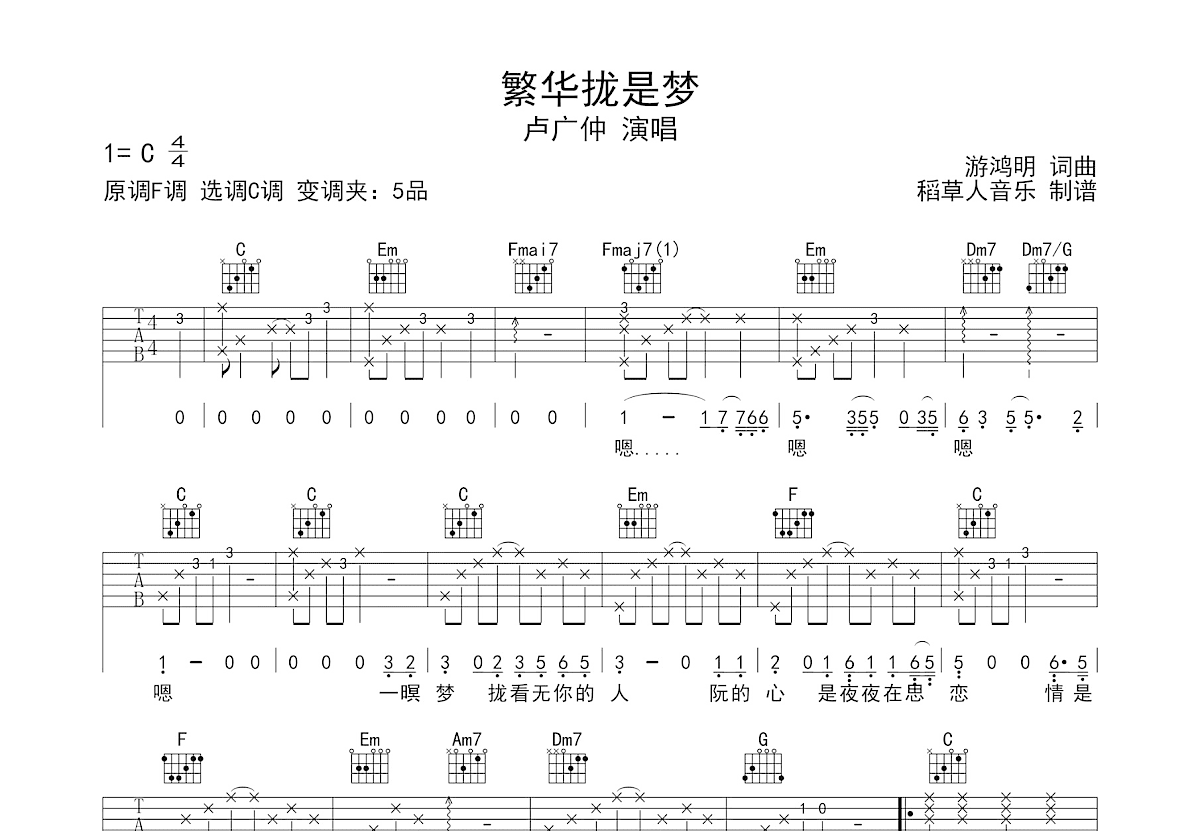 繁华拢是梦吉他谱预览图