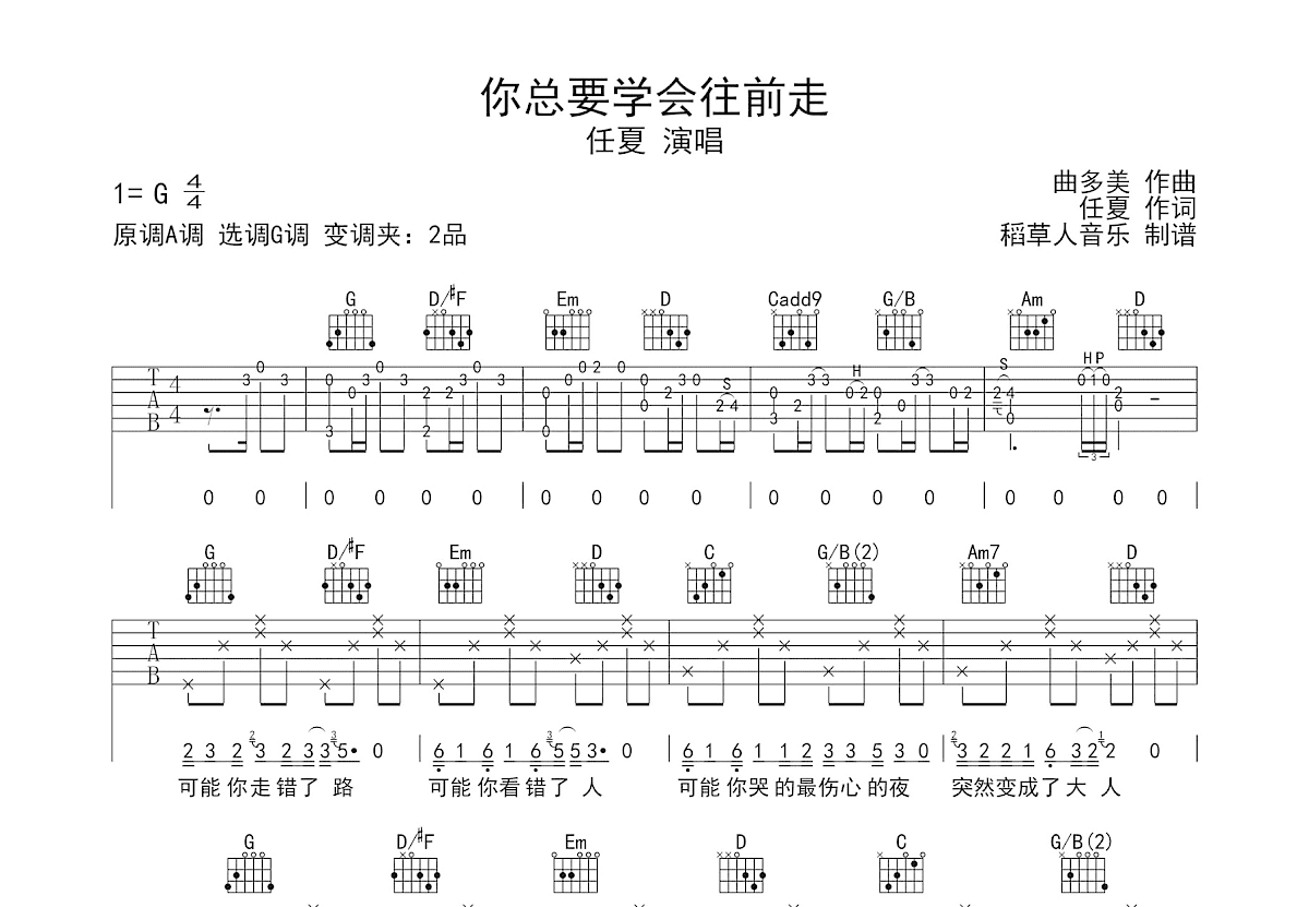 你总要学会往前走吉他谱预览图