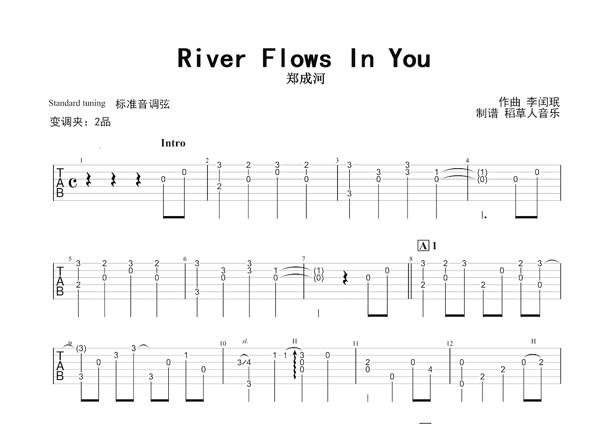 river flows in you吉他谱预览图