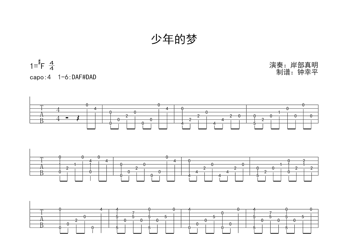 少年的梦吉他谱预览图