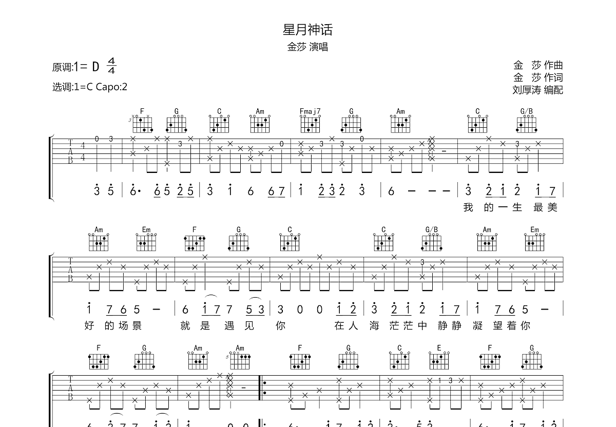 星月神话吉他谱预览图