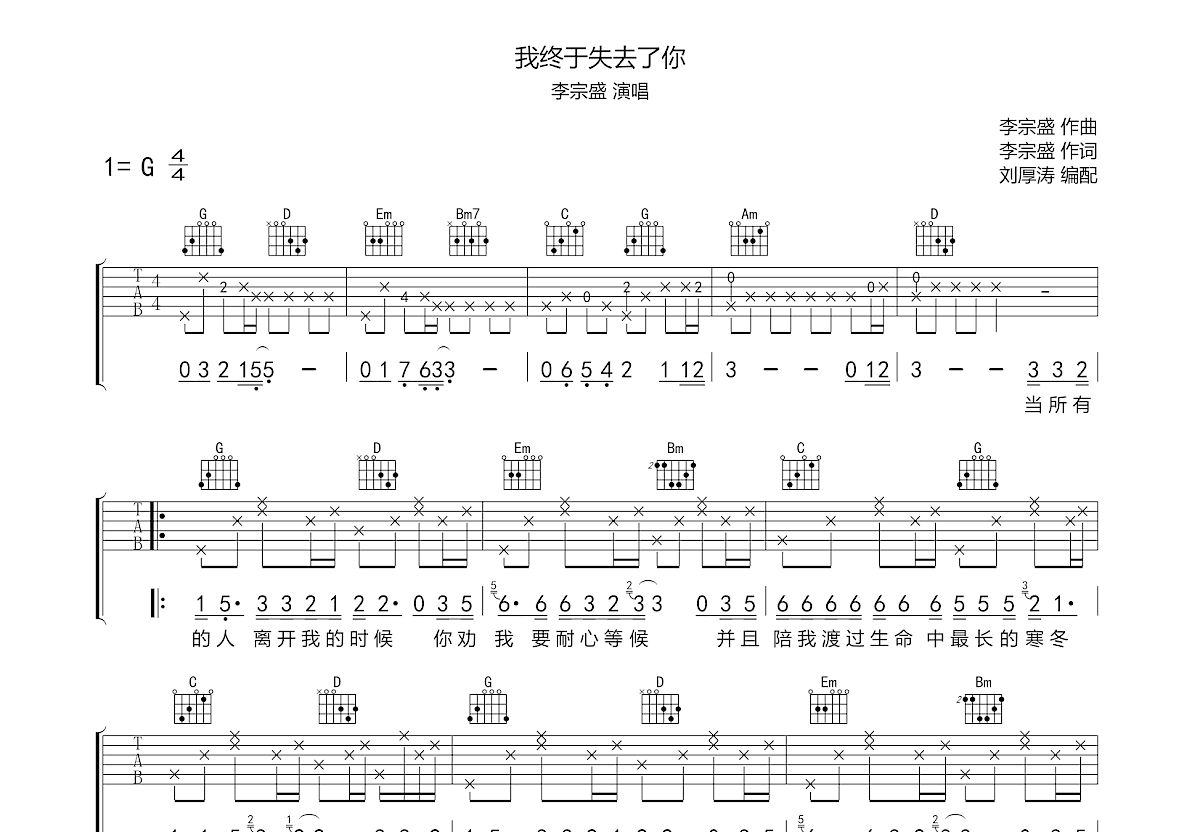 我终于失去了你吉他谱预览图