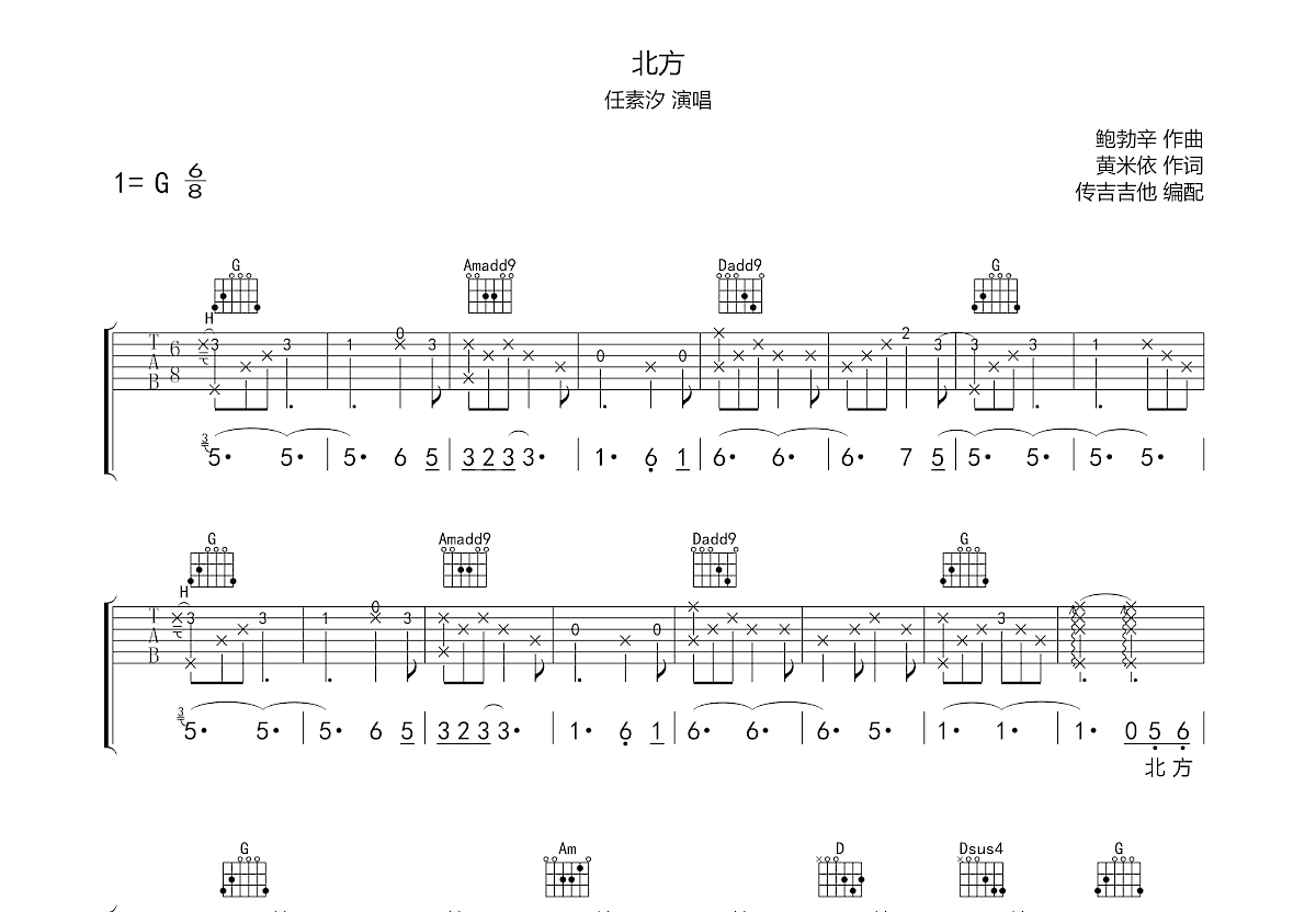 北方吉他谱预览图