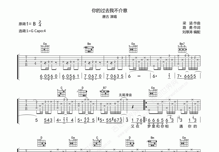 你的过去我不介意吉他谱预览图