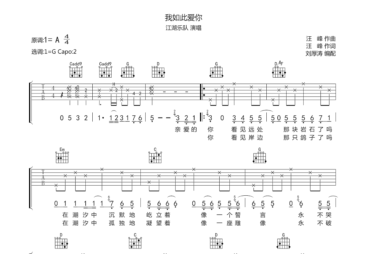 我如此爱你吉他谱预览图