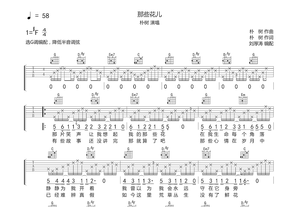 那些花儿吉他谱预览图