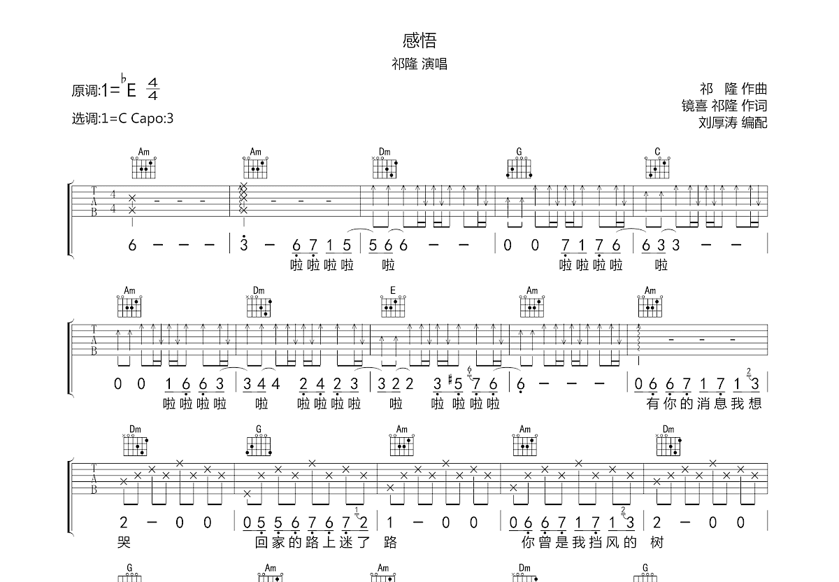 感悟吉他谱预览图