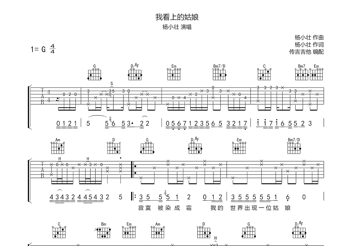 我看上的姑娘吉他谱预览图