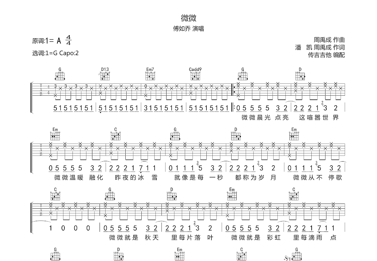 微微吉他谱预览图
