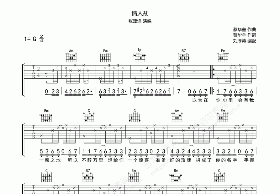 情人劫吉他谱预览图