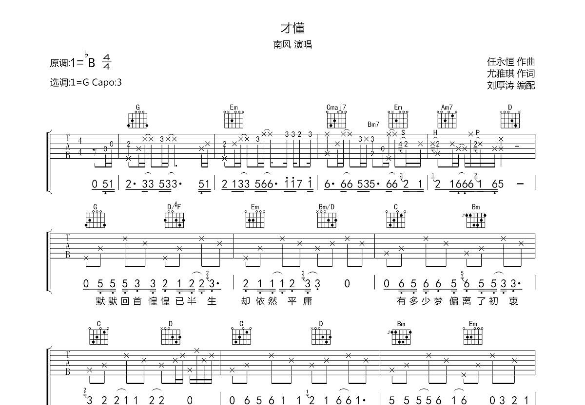 才懂吉他谱预览图