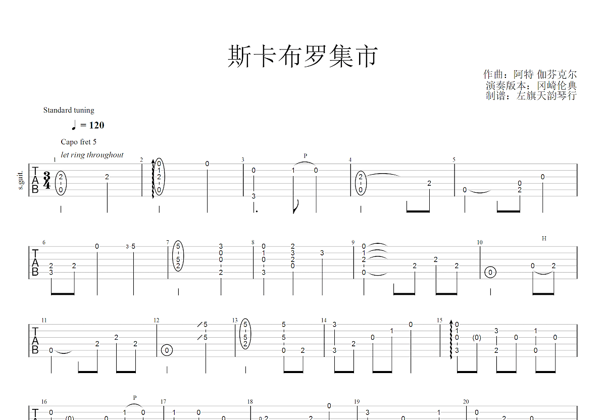 斯卡布罗集市吉他谱预览图