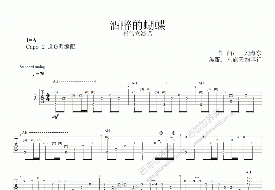 酒醉的蝴蝶吉他谱预览图