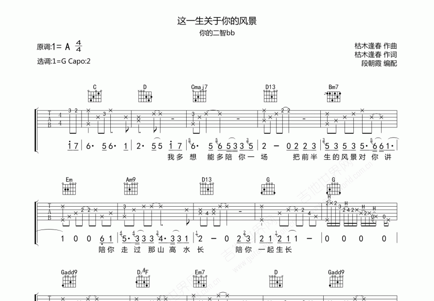 这一生关于你的风景吉他谱预览图