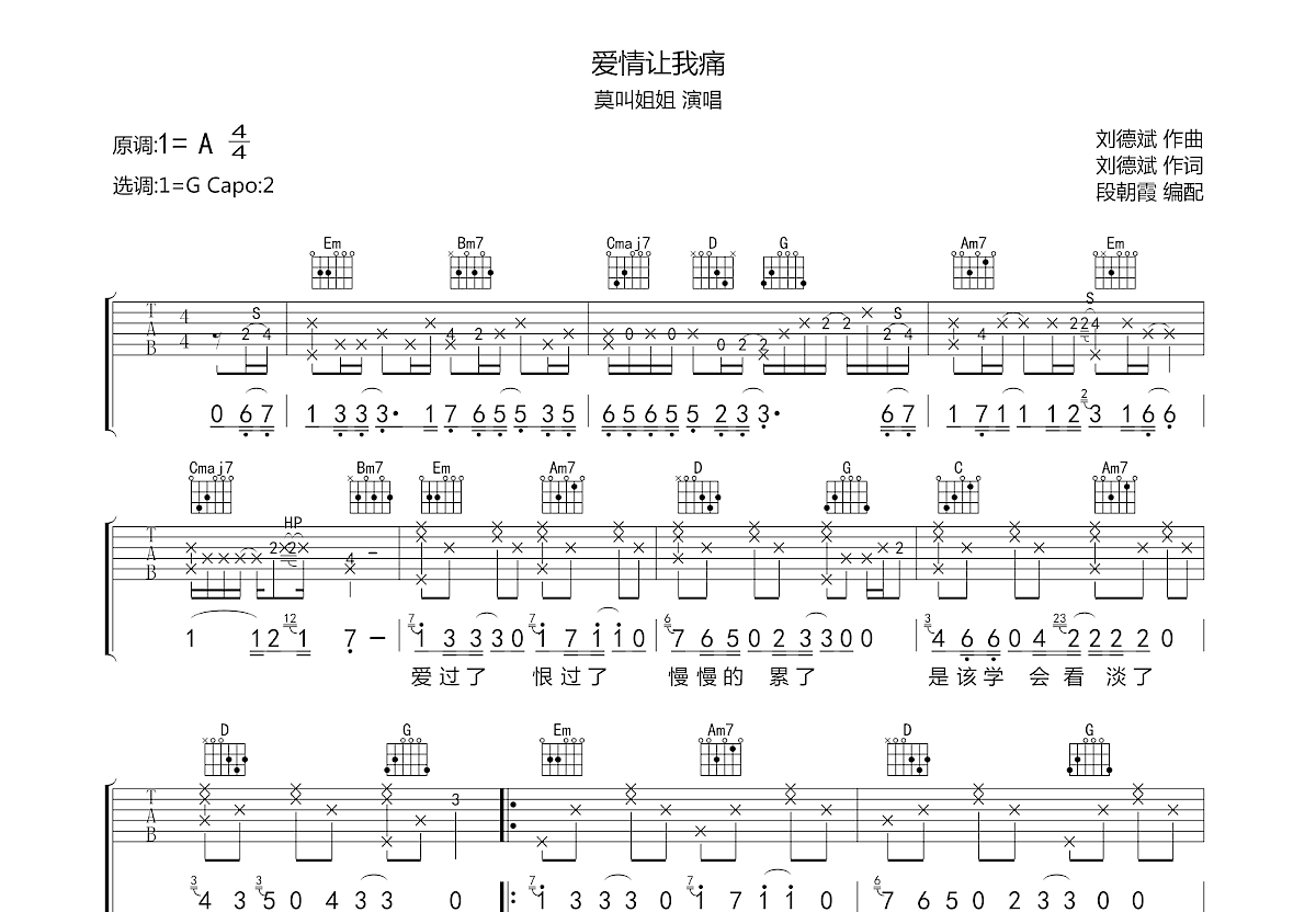 爱情让我痛吉他谱预览图