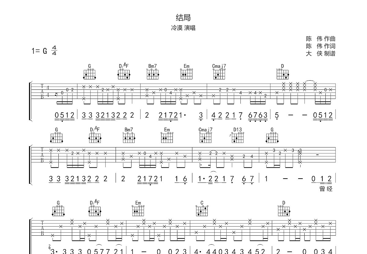 结局吉他谱预览图
