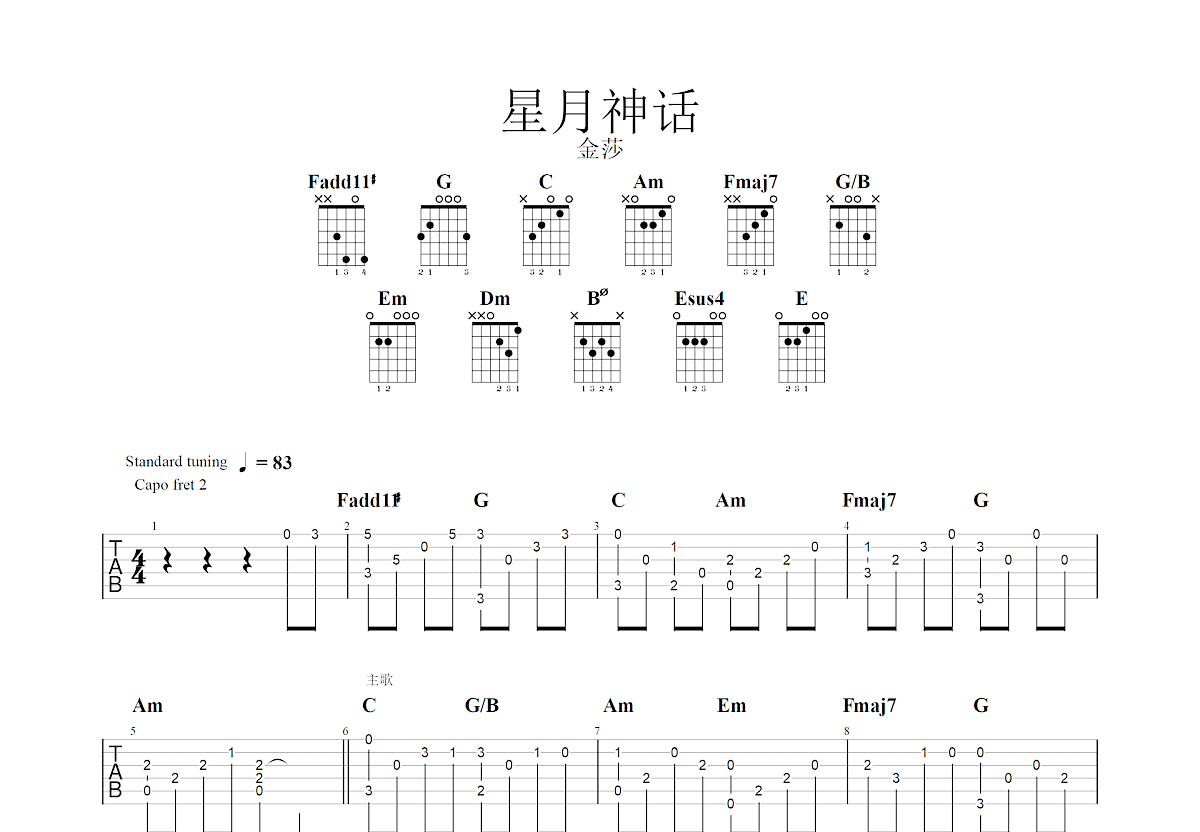 星月神话吉他谱预览图