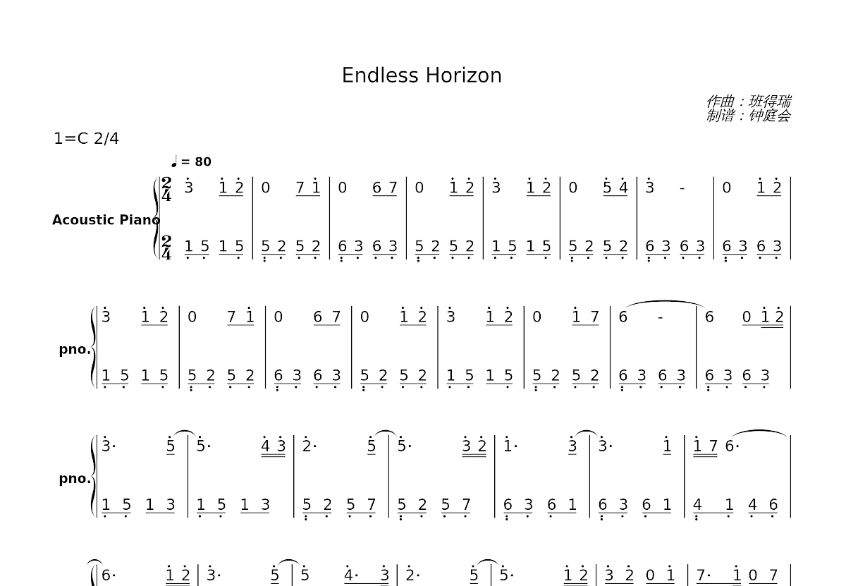 Endless Horizon简谱预览图