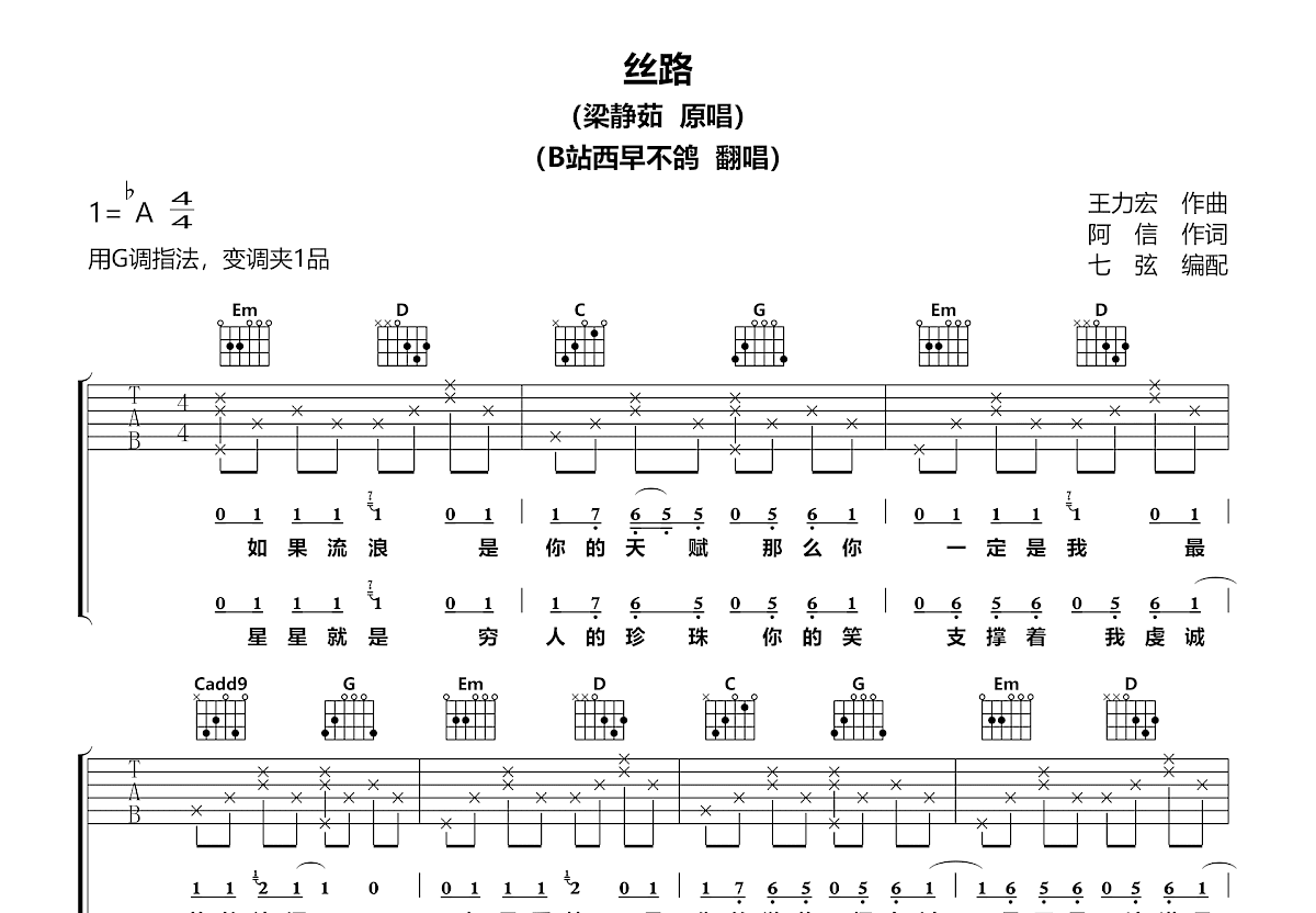 丝路吉他谱预览图