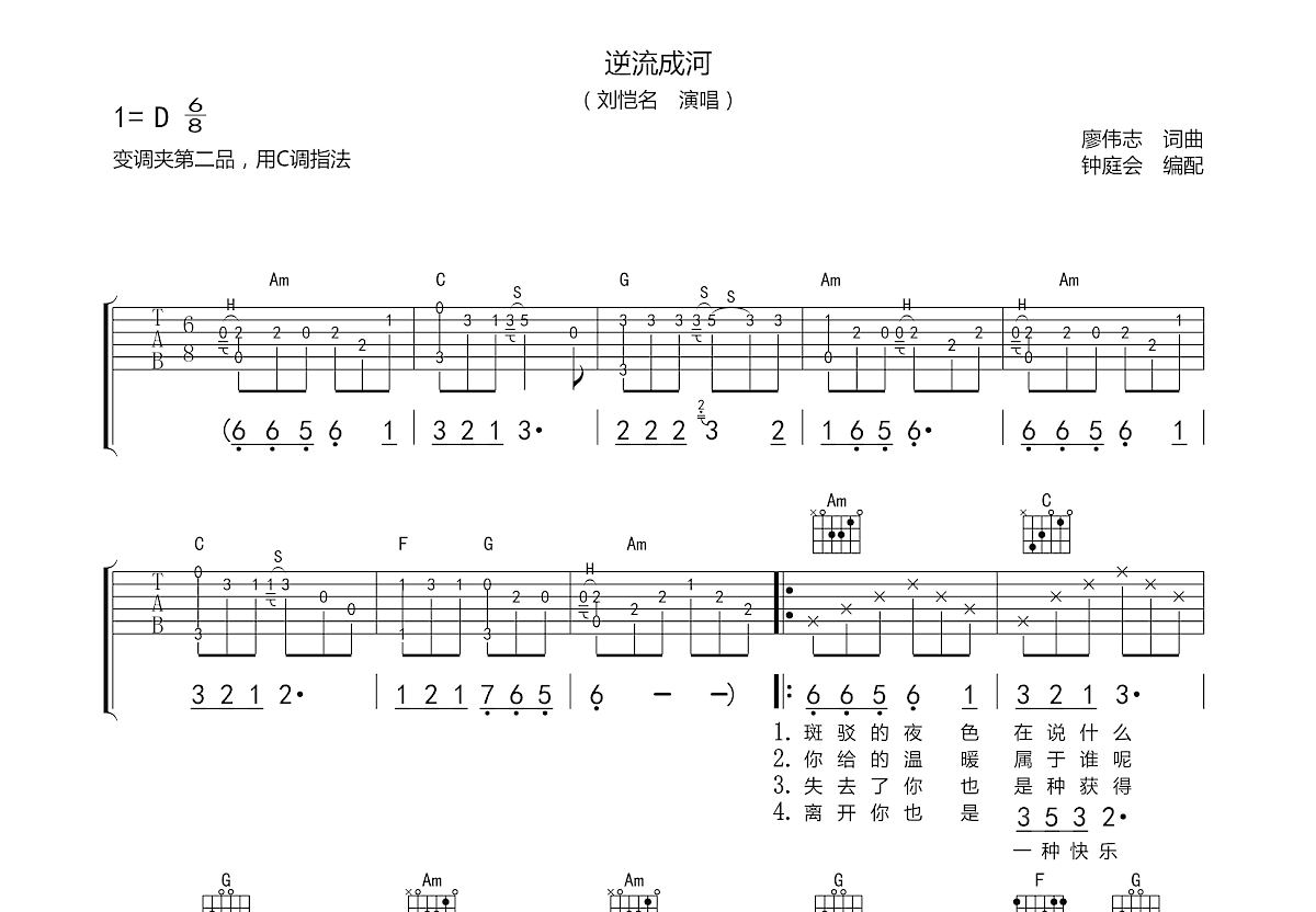 逆流成河吉他谱预览图
