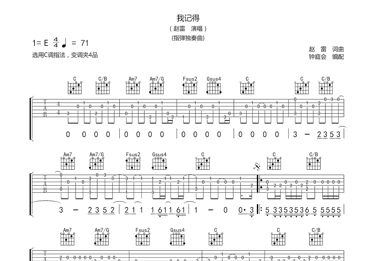 我记得吉他谱预览图