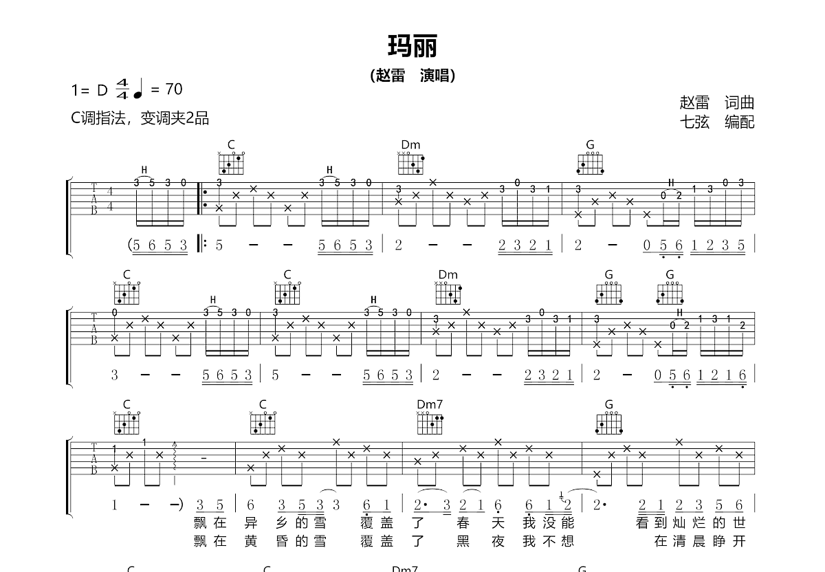 玛丽吉他谱预览图