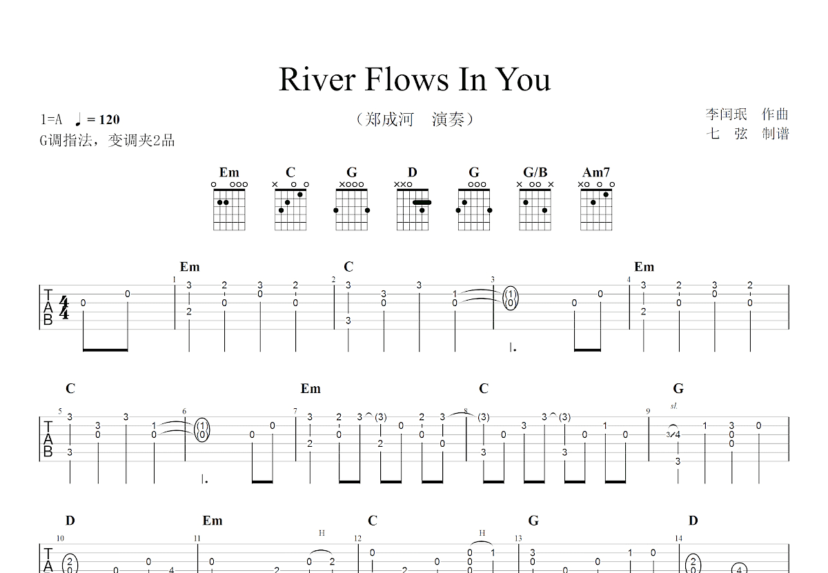 River Flows In You吉他谱预览图