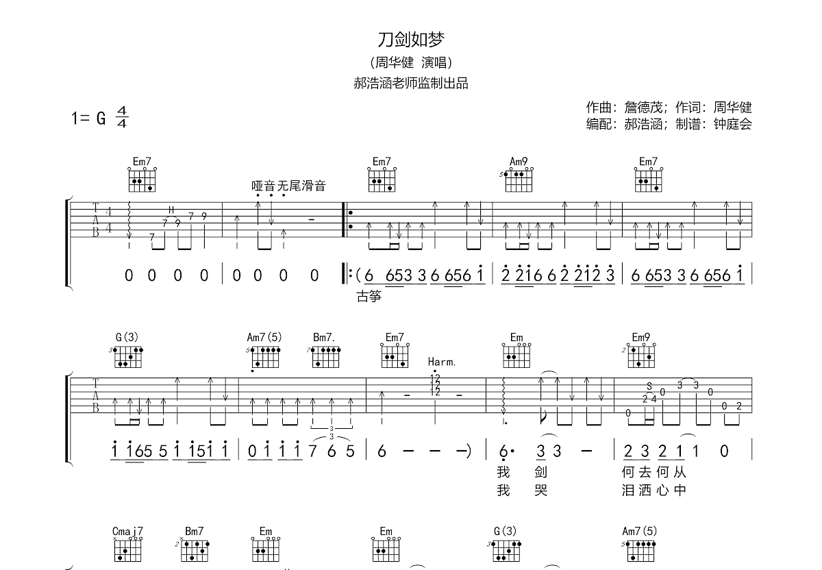 刀剑如梦吉他谱预览图