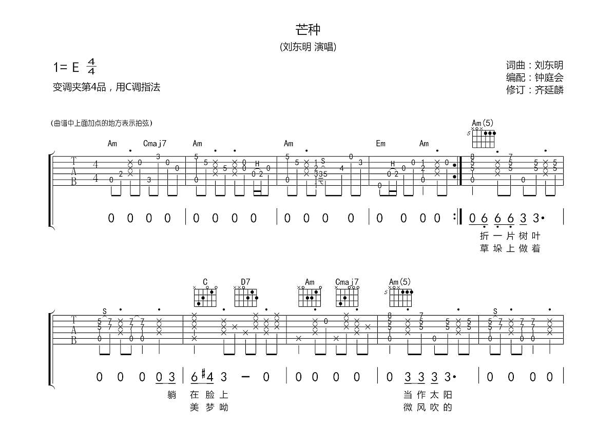 芒种吉他谱预览图
