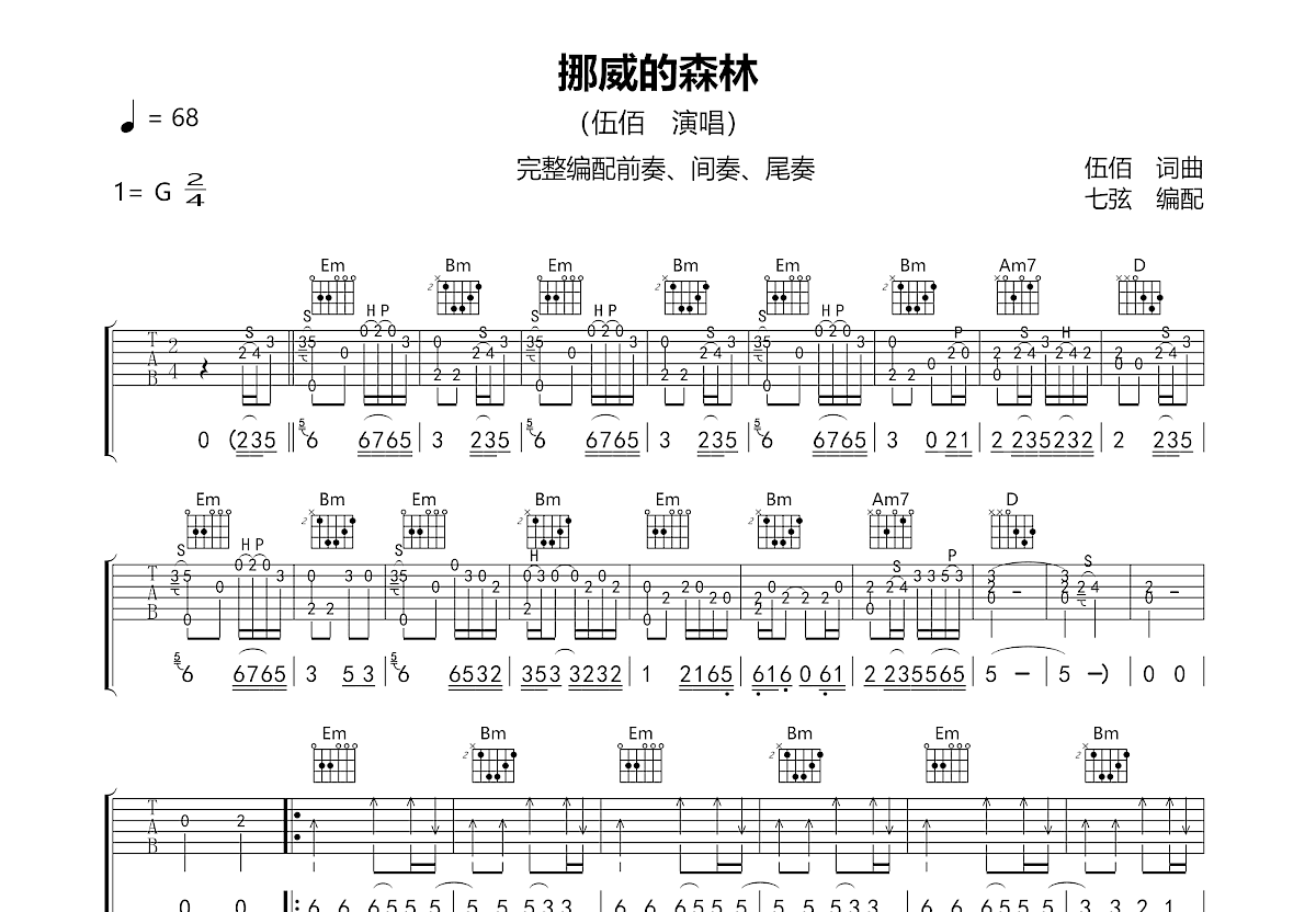 挪威的森林吉他谱预览图