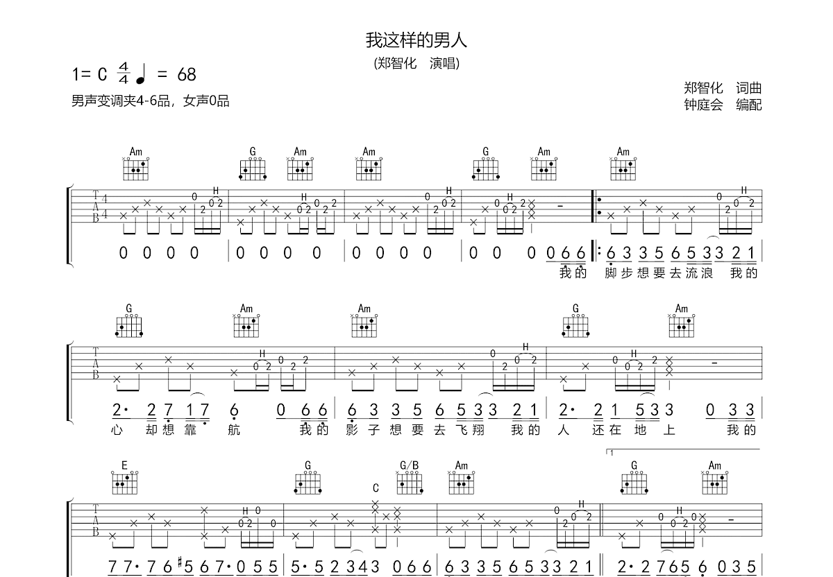 我这样的男人吉他谱预览图