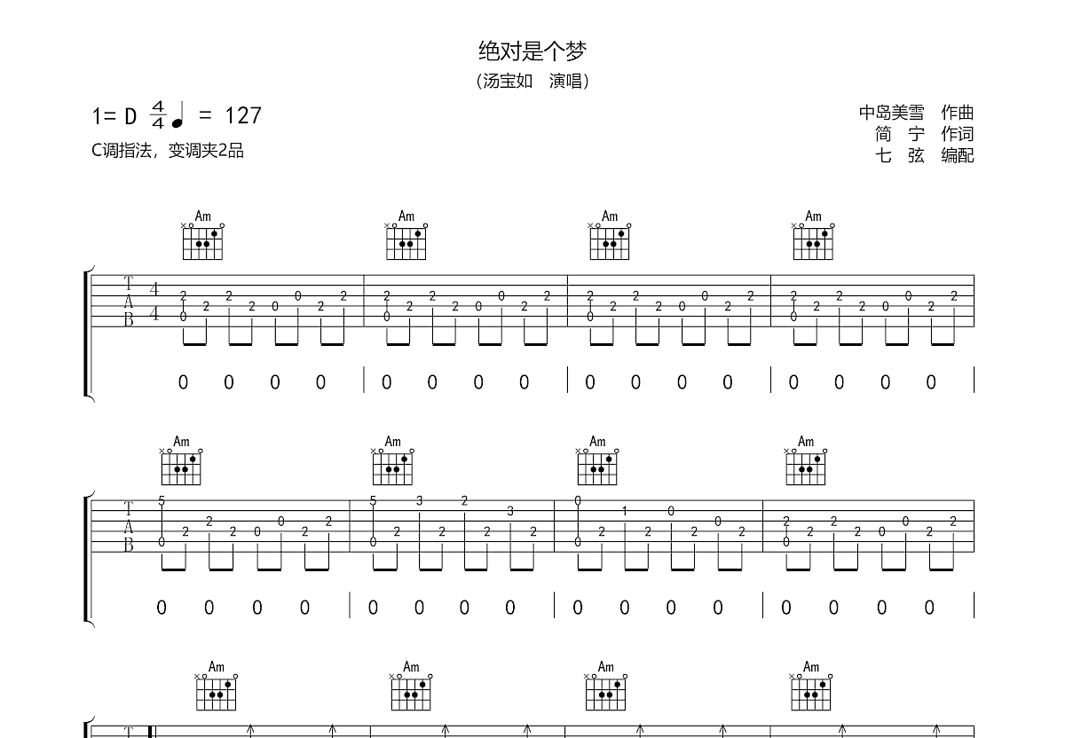 绝对是个梦吉他谱预览图
