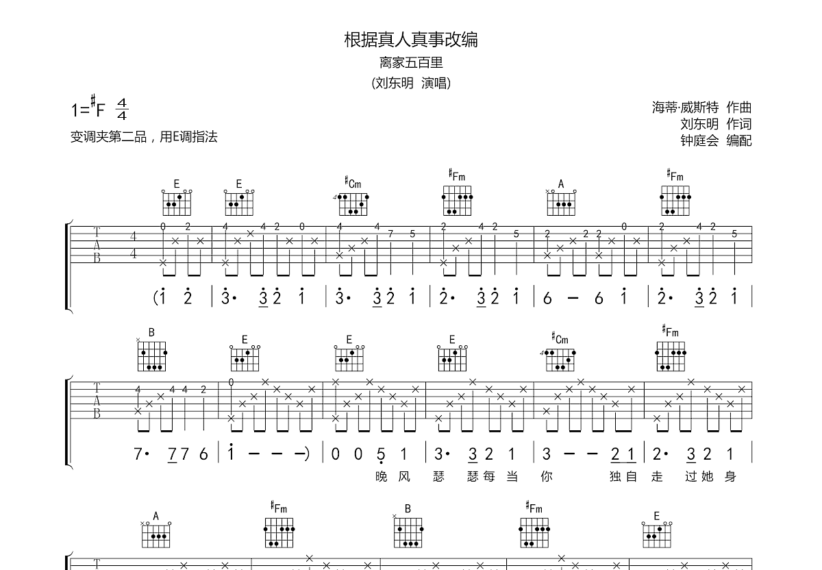 根据真人真事改编吉他谱预览图